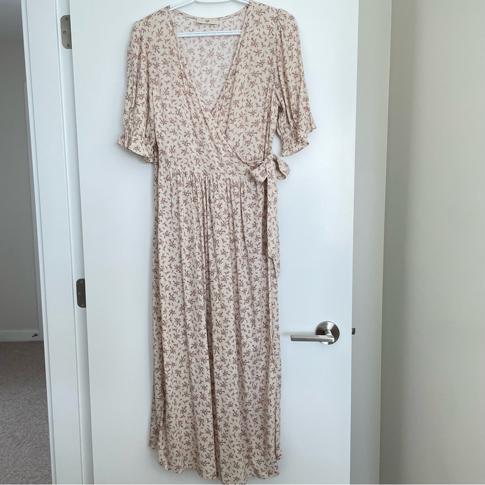 Floral Wrap Dress in Cream